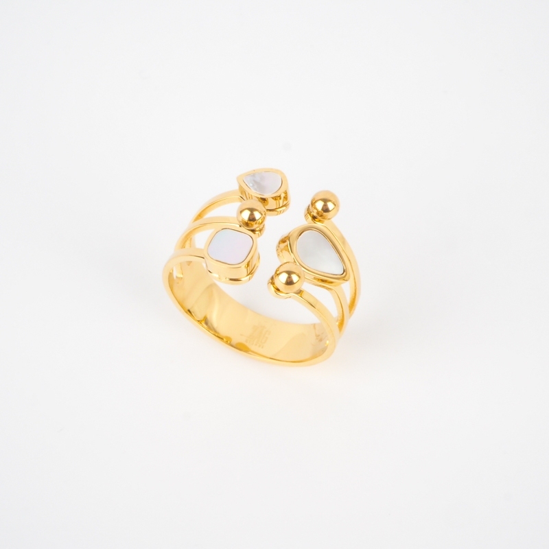 Janelle mother-of-pearl ring in gold stainless steel - Zag bijoux