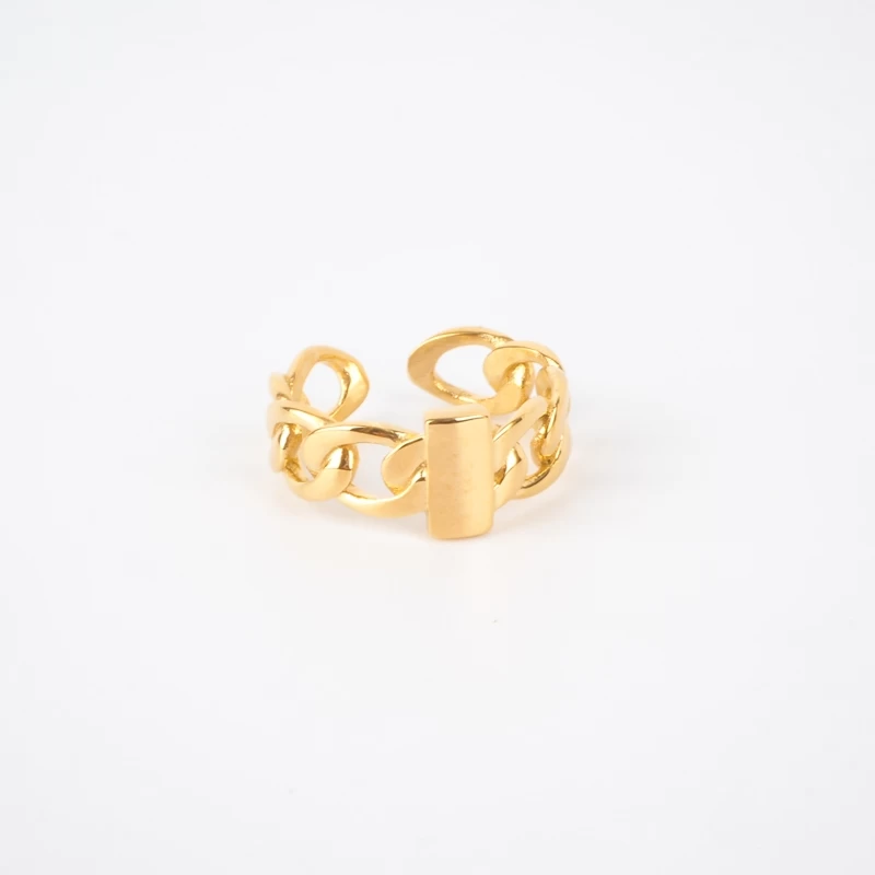 Gold stainless steel chain ring - Zag bijoux