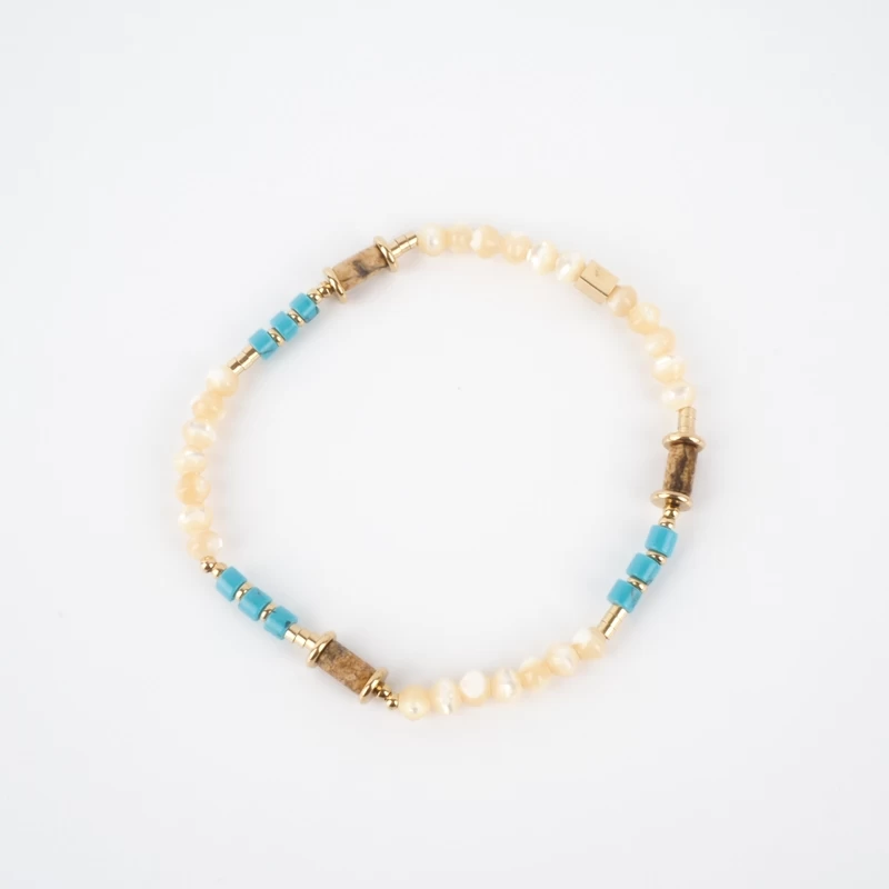 Bracelet élastique ornée de pierres turquise - Zag Bijoux