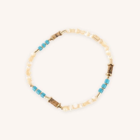 Bracelet élastique ornée de pierres turquise - Zag Bijoux