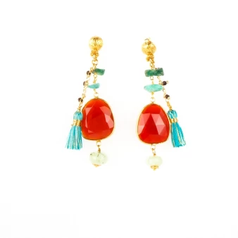Boucles d'oreilles or Serti Pondichérie rouges - Gas bijoux