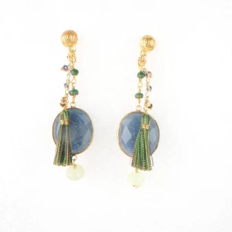 Boucles d'oreilles or Serti Pondichérie bleues - Gas bijoux