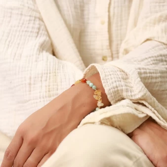 Citrine, amazonite & agate stretch bracelet - Nature Bijoux