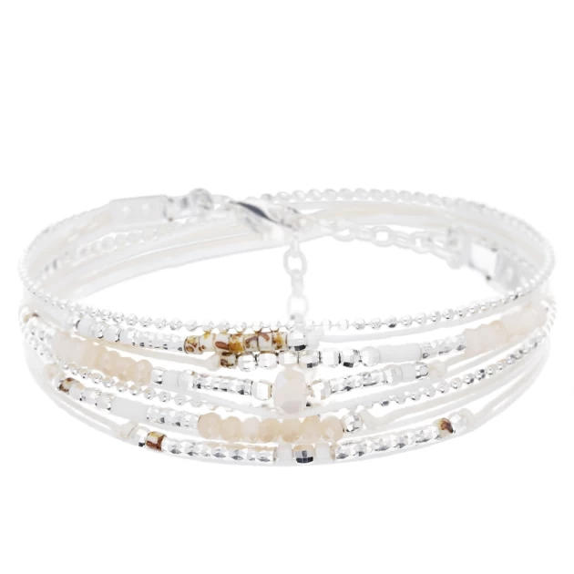Bracelet Atlanta blanc perles crème léopard