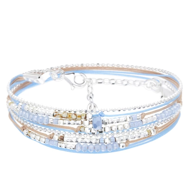 Bracelet atlanta beige bleu léopard - Dorian Bijoux