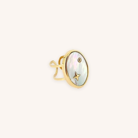 Starry Night mother-of-pearl ring in gold steel - Zag Bijoux