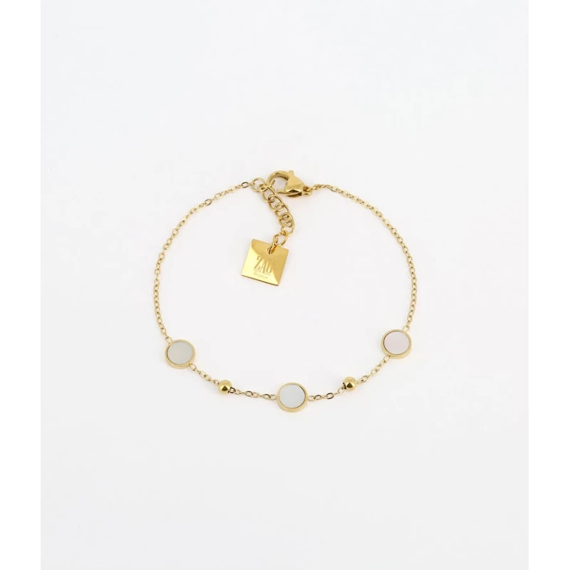 Bracelet femme acier inoxydable doré ZAG pendentifs nacre