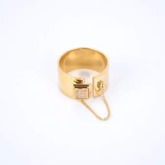 Sienna zirconium ring in gold steel - Zag Bijoux