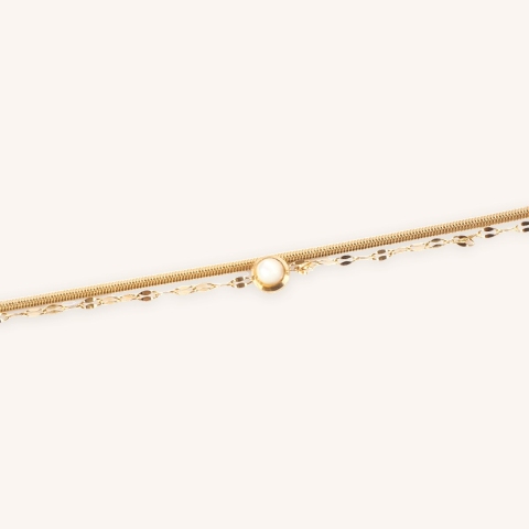 Bracelet double chaîne nacre en acier doré - Zag Bijoux