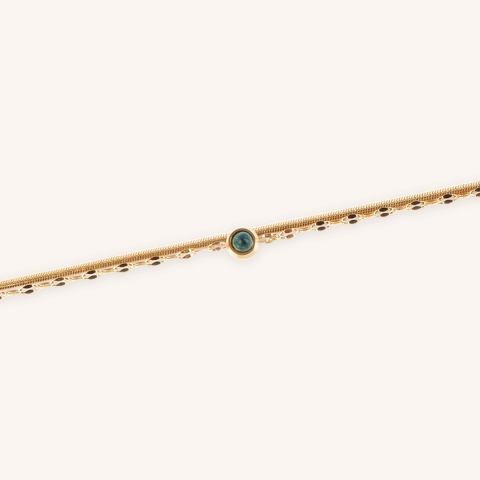 Malachite double chain bracelet in gold steel - Zag Bijoux