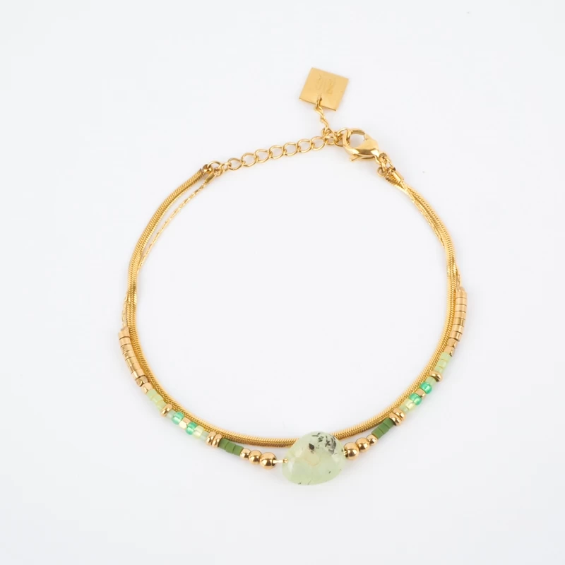 Green and gold multi chain bracelet in steel - Zag Bijoux