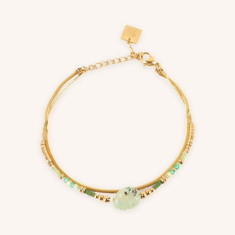 Green and gold multi chain bracelet in steel - Zag Bijoux