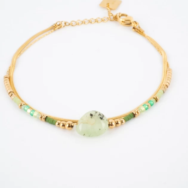 Green and gold multi chain bracelet in steel - Zag Bijoux
