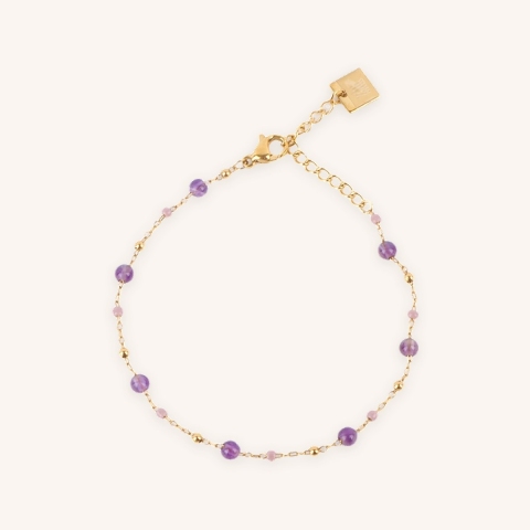 Bracelet chaîne doré à l'or fin améthyste - Zag Bijoux