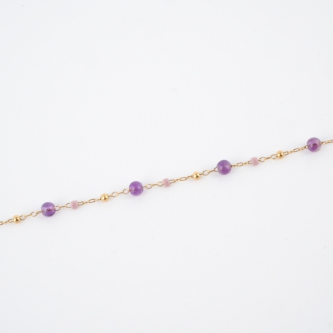 Bracelet chaîne doré à l'or fin améthyste - Zag Bijoux