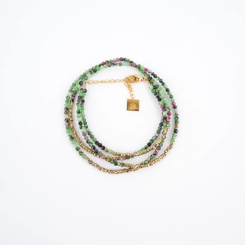Multi-turn bracelet adorned with malachite stones - Zag Bijoux