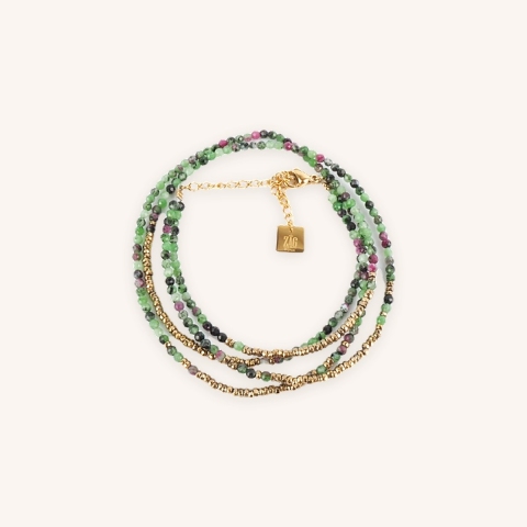 Multi-turn bracelet adorned with malachite stones - Zag Bijoux