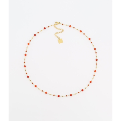 Collier ras de cou Louane Cornaline doré - Zag bijoux