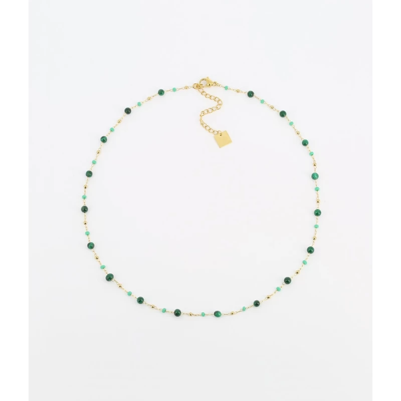 Louane gold malachite choker necklace - Zag bijoux