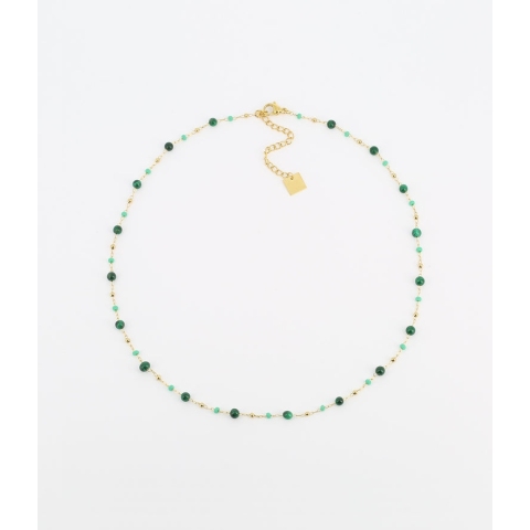 Collier ras de cou Louane malachite doré - Zag bijoux