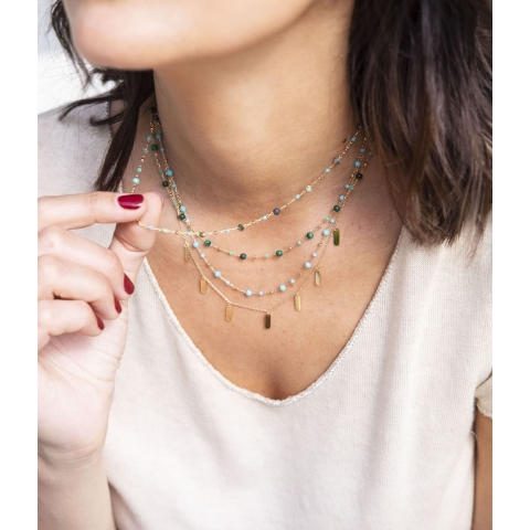 Collier ras de cou Louane malachite doré - Zag bijoux