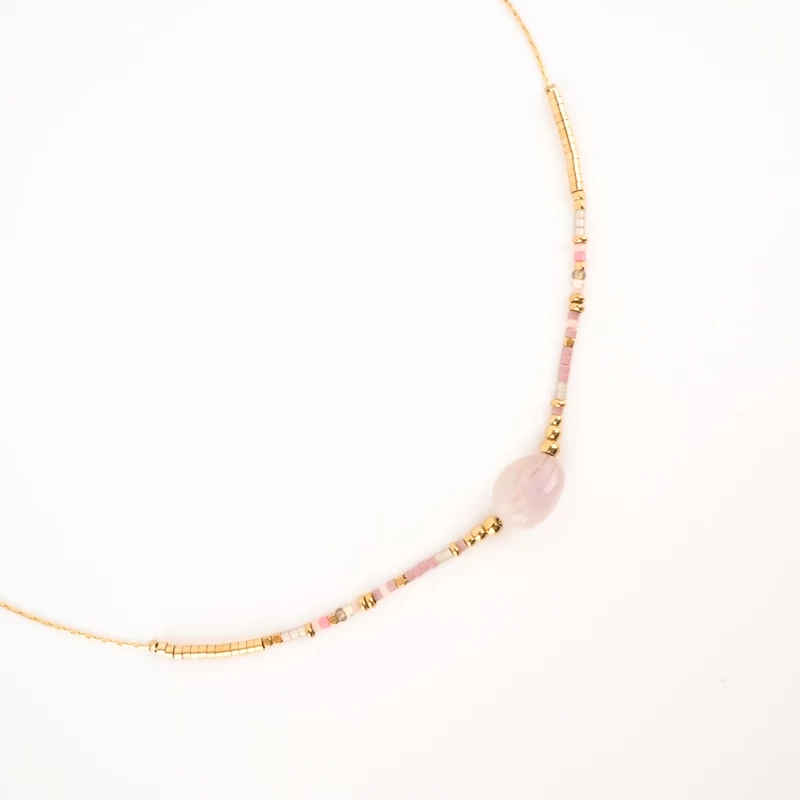 Golden necklace with fine violet stones - Zag bijoux