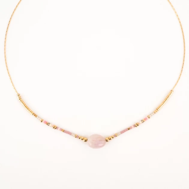 Collier doré pierres fines viollettes - Zag bijoux