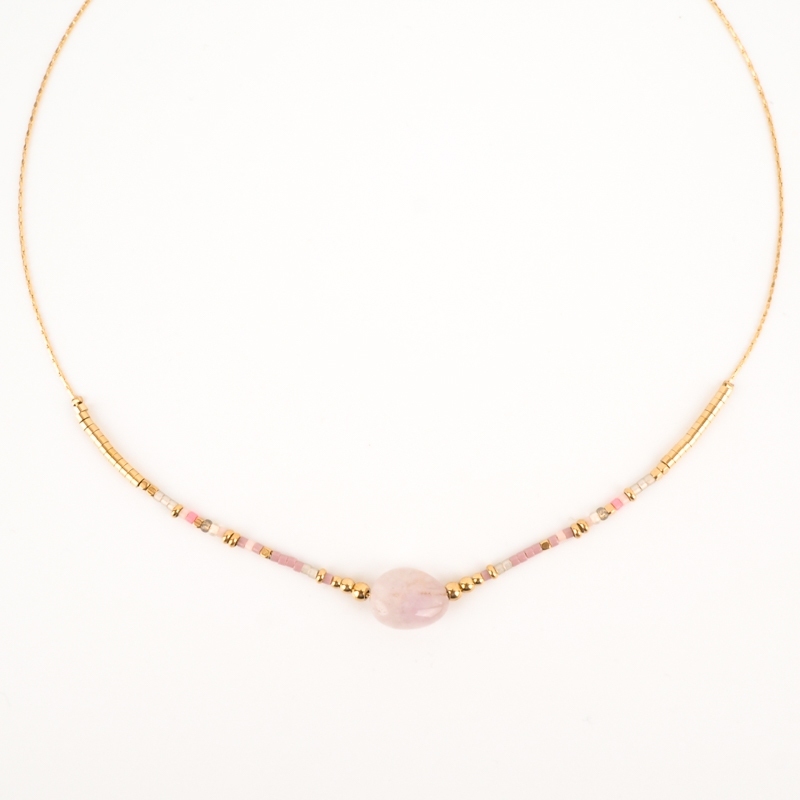 Collier doré pierres fines viollettes - Zag bijoux