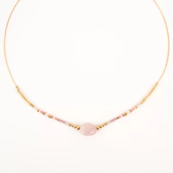 Golden necklace with fine violet stones - Zag bijoux