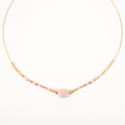 Collier doré pierres fines viollettes - Zag bijoux