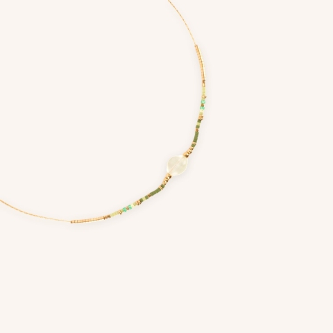 Gold necklace with fine green stones - Zag bijoux