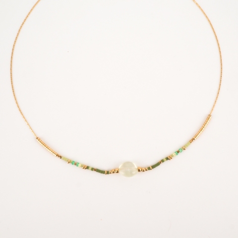 Collier doré pierres fines vertes - Zag bijoux