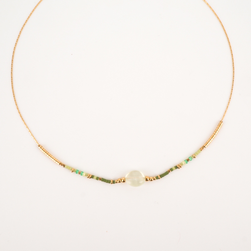 Collier Femme Orisit Modèle ISIS - Doré Avec Pierres Vertes - Neuf Avec étiquettes