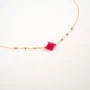 Indian ruby clover necklace in yellow steel - Zag Bijoux