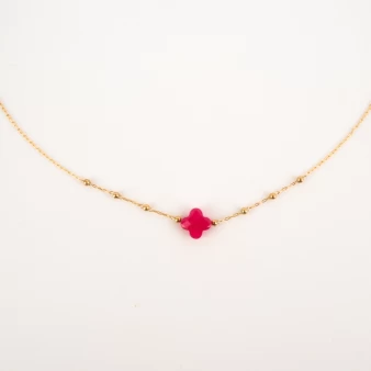 Indian ruby clover necklace in yellow steel - Zag Bijoux