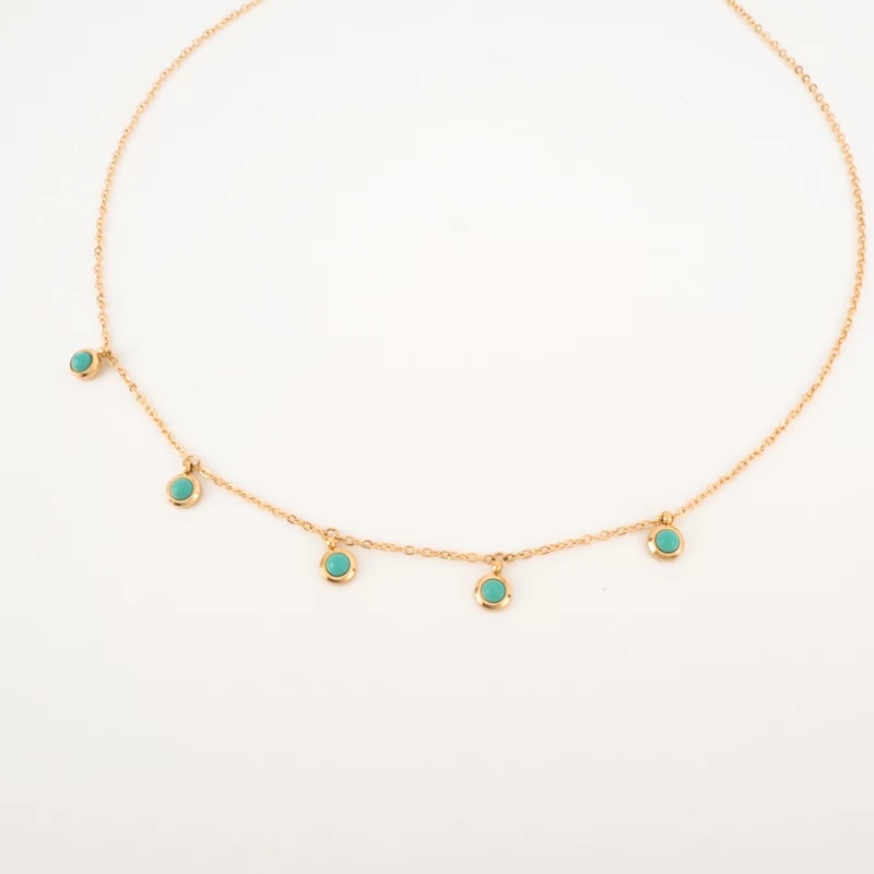 Jihane Turquoise necklace in yellow steel - Zag Bijoux