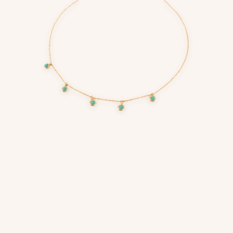 Collier Jihane Turquoise en acier jaune - Zag Bijoux