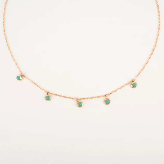 Jihane Turquoise necklace in yellow steel - Zag Bijoux