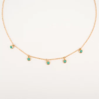 Collier Jihane Turquoise en acier jaune - Zag Bijoux