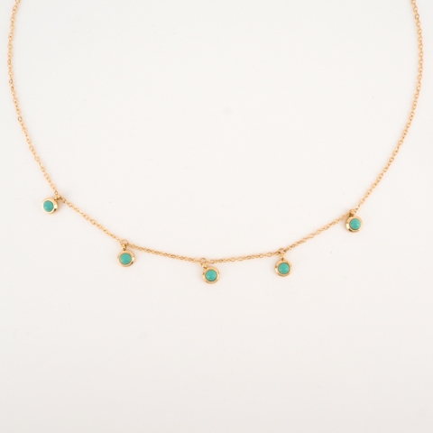 Collier Jihane Turquoise en acier jaune - Zag Bijoux