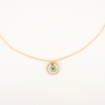 Stas mother-of-pearl malachite necklace in yellow steel - Zag Bijoux