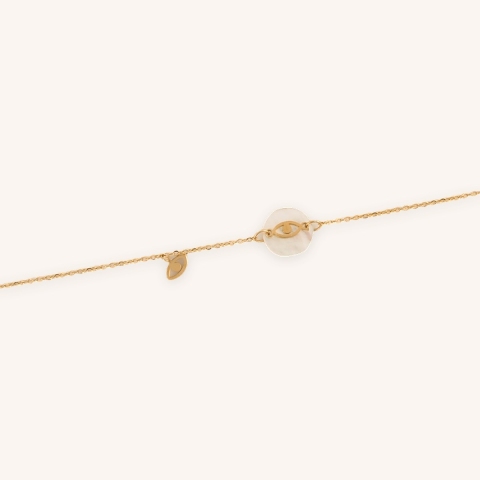 Mother-of-pearl eye necklace in yellow steel - Zag Bijoux