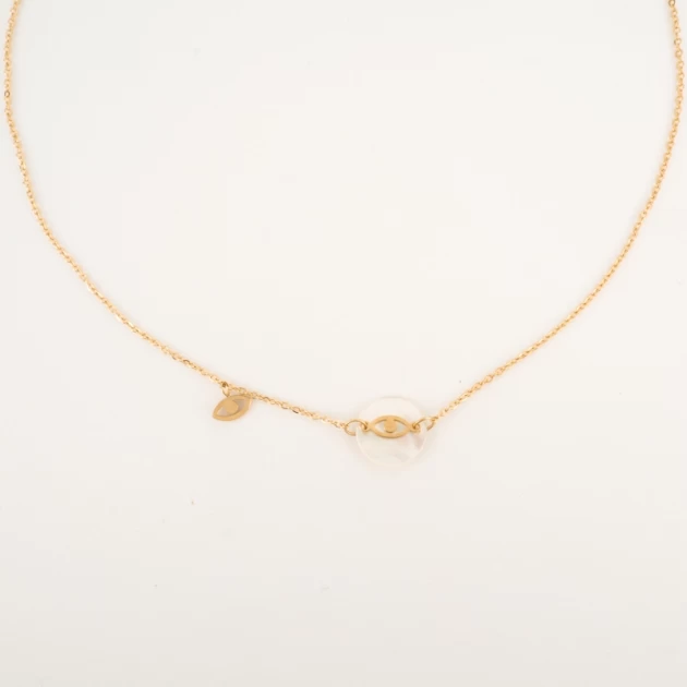 Mother-of-pearl eye necklace in yellow steel - Zag Bijoux