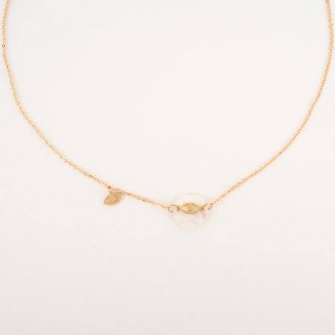 Collier œil Nacre en acier jaune - Zag Bijoux