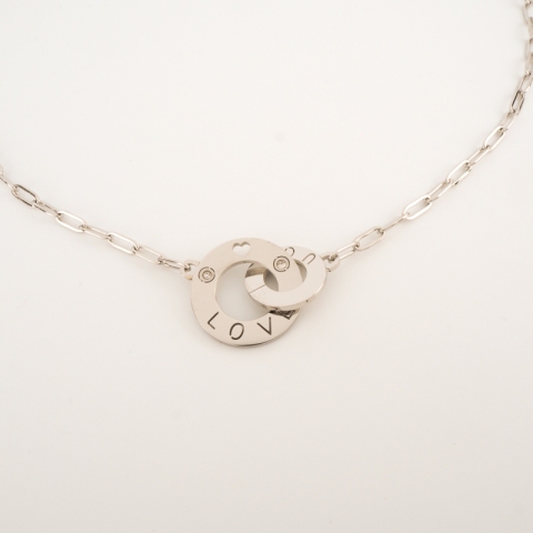 Collier double cercles Love en acier uni - Zag Bijoux