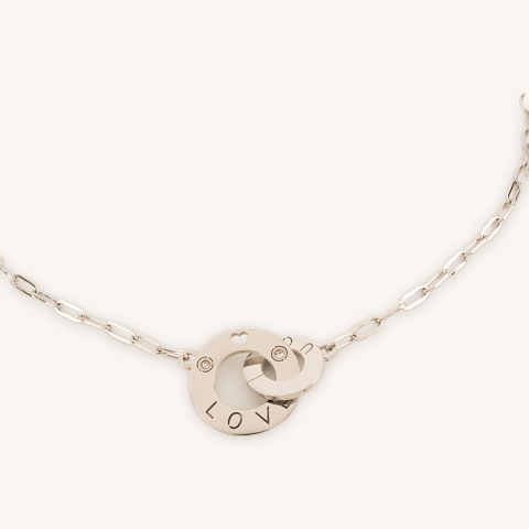 Love double circles necklace in plain steel - Zag Bijoux