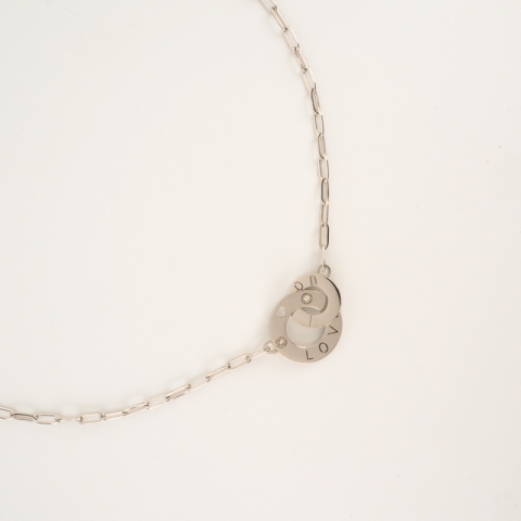 Collier double cercles Love en acier uni - Zag Bijoux