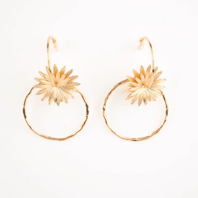 Boucles d'oreilles Fleure créoles dorées en acier - Zag Bijoux