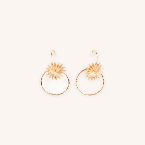 Boucles d'oreilles Fleure créoles dorées en acier - Zag Bijoux