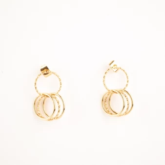 Boucles d'oreilles anneaux dorées en acier - Zag Bijoux